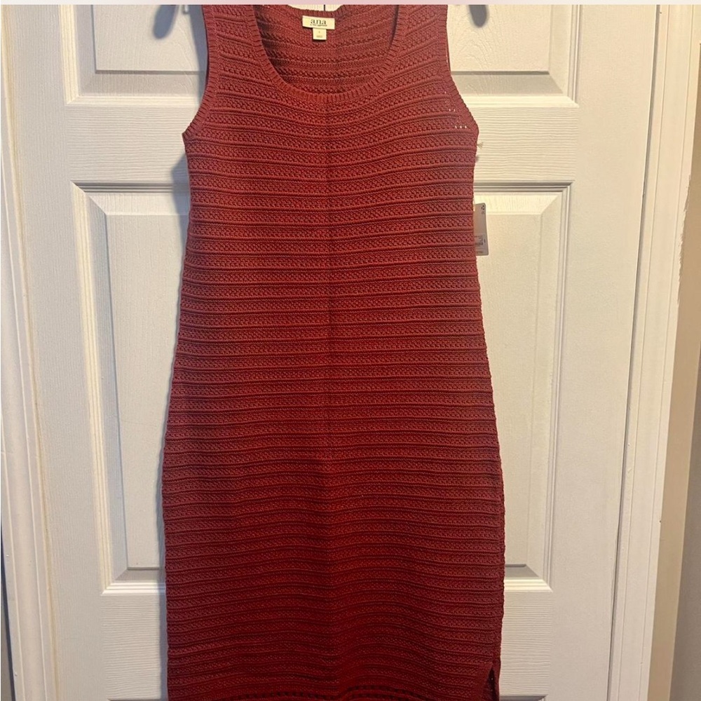 a.n.a Textured Knit Midi Dress in Rich Burnt Orange